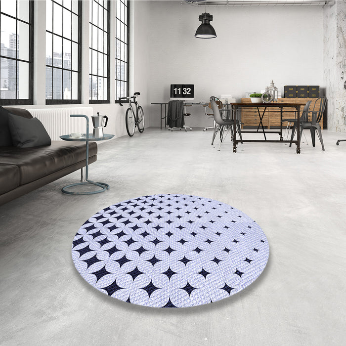 Round Patterned Lavender Blue Rug in a Office, pat3452blu