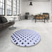 Round Patterned Lavender Blue Rug in a Office, pat3452blu