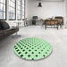 Round Patterned Mint Green Rug in a Office, pat3452grn