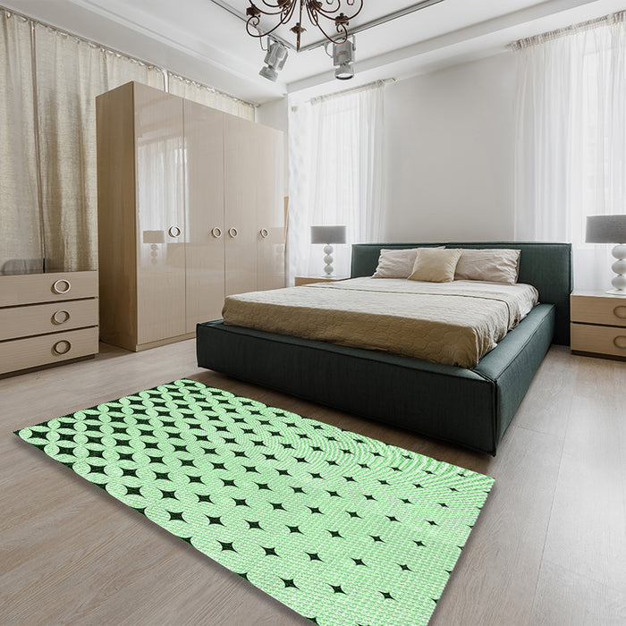 Patterned Mint Green Rug in a Bedroom, pat3452grn