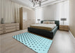 Patterned Seafoam Green Rug in a Bedroom, pat3452lblu