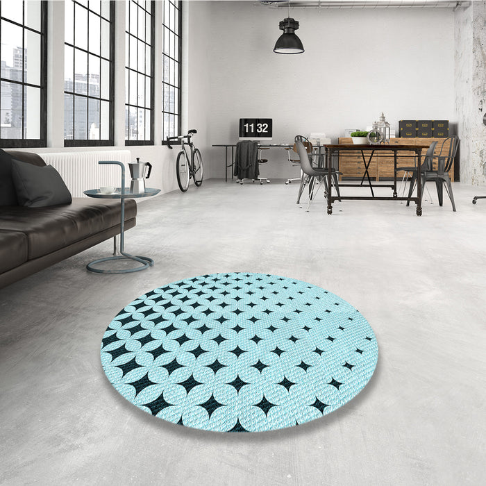 Round Patterned Seafoam Green Rug in a Office, pat3452lblu