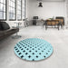 Round Patterned Seafoam Green Rug in a Office, pat3452lblu