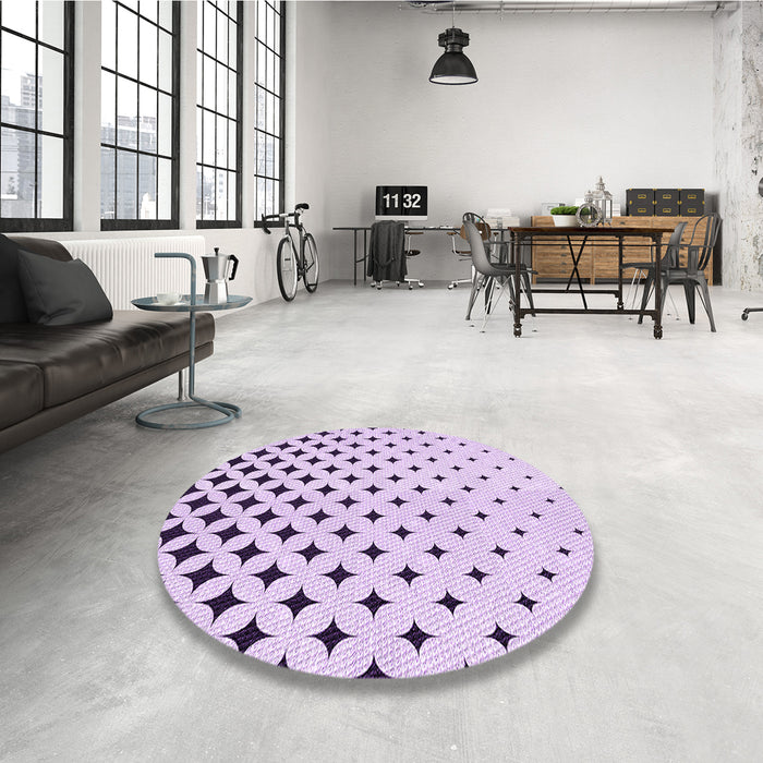 Round Patterned Lilac Purple Rug in a Office, pat3452pur