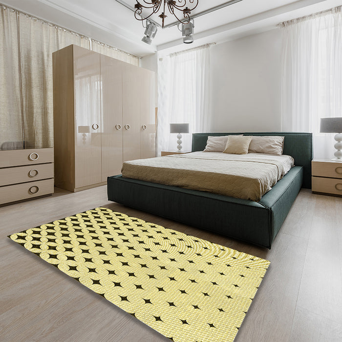 Patterned Sun Yellow Rug in a Bedroom, pat3452yw