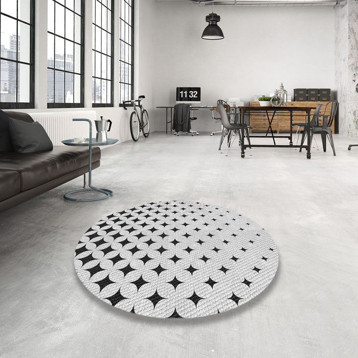 Round Patterned Off-White Novelty Rug in a Office, pat3452