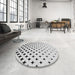 Round Patterned Off-White Novelty Rug in a Office, pat3452
