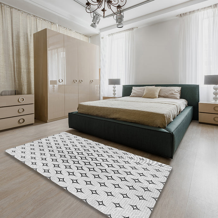 Patterned Platinum Gray Rug in a Bedroom, pat3453gry
