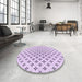 Round Patterned Lilac Purple Rug in a Office, pat3453pur