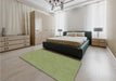 Patterned Olive Green Rug in a Bedroom, pat3454brn