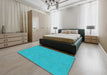 Patterned Dark Turquoise Green Novelty Rug in a Bedroom, pat3454