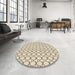 Round Patterned Moccasin Beige Rug in a Office, pat3455brn