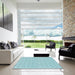 Square Patterned Electric Blue Rug in a Living Room, pat3455lblu