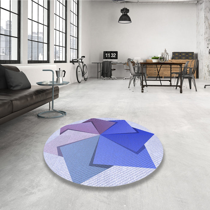 Round Patterned Periwinkle Purple Rug in a Office, pat3456blu
