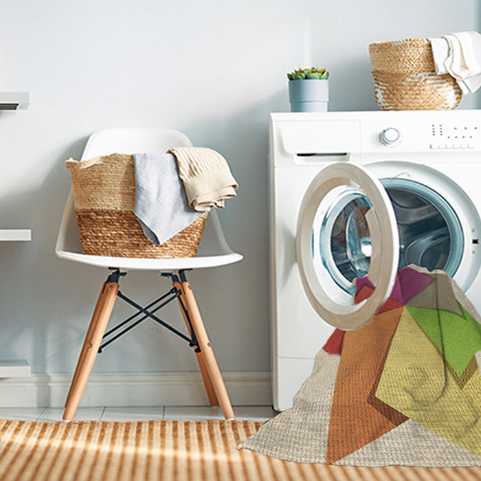 Machine Washable Transitional Brown Gold Rug in a Washing Machine, wshpat3456brn