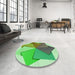 Round Patterned Green Rug in a Office, pat3456grn