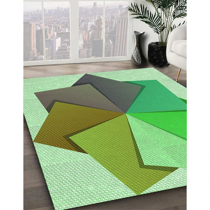 Patterned Green Rug in Family Room, pat3456grn