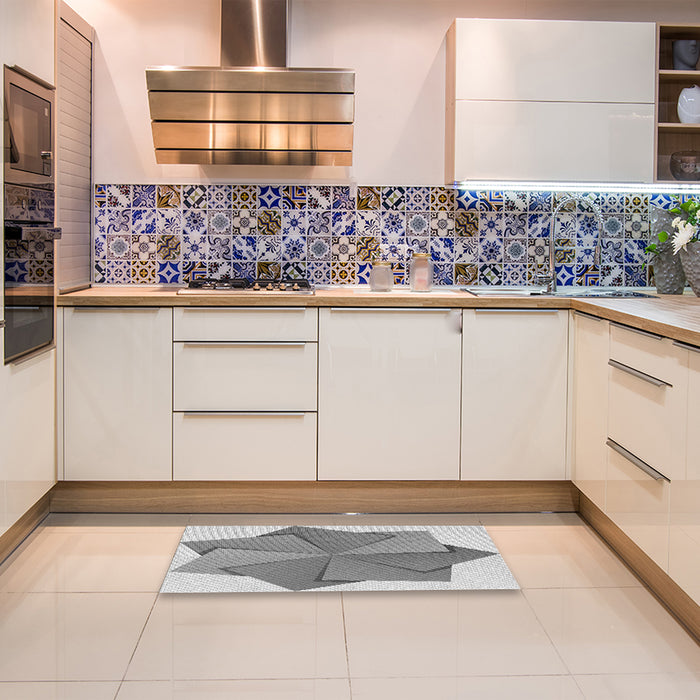 Patterned Platinum Gray Rug in a Kitchen, pat3456gry