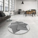 Round Patterned Platinum Gray Rug in a Office, pat3456gry