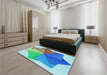 Patterned Steel Blue Rug in a Bedroom, pat3456lblu