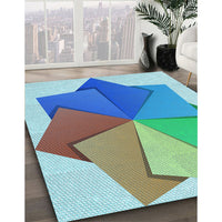 Patterned Steel Blue Rug, pat3456lblu