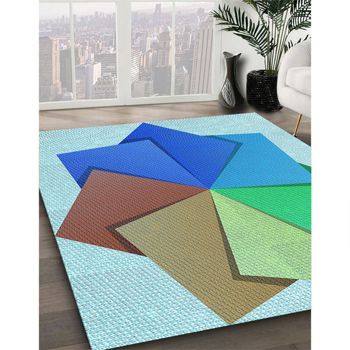Patterned Steel Blue Rug in Family Room, pat3456lblu