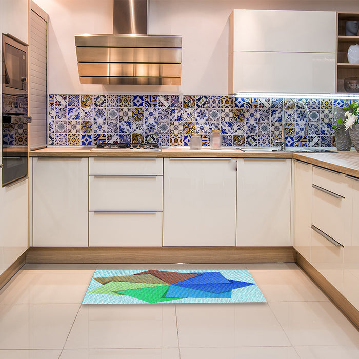 Patterned Steel Blue Rug in a Kitchen, pat3456lblu