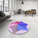 Round Patterned Dark Orchid Purple Rug in a Office, pat3456pur