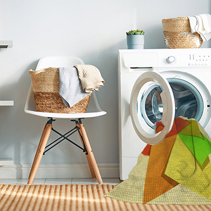 Machine Washable Transitional Green Rug in a Washing Machine, wshpat3456yw