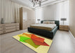 Patterned Green Rug in a Bedroom, pat3456yw