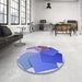 Round Patterned Pastel Blue Rug in a Office, pat3457blu