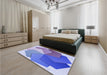 Patterned Pastel Blue Rug in a Bedroom, pat3457blu