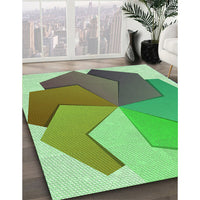 Patterned Fern Green Rug, pat3457grn