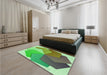 Patterned Fern Green Rug in a Bedroom, pat3457grn