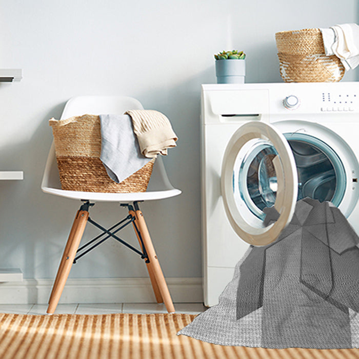 Machine Washable Transitional Silver Gray Rug in a Washing Machine, wshpat3457gry