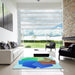 Machine Washable Transitional Azure Blue Rug in a Kitchen, wshpat3457lblu