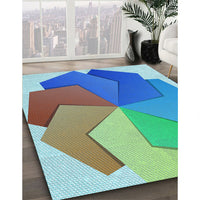 Patterned Azure Blue Rug, pat3457lblu