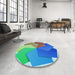 Round Patterned Azure Blue Rug in a Office, pat3457lblu