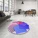 Round Patterned Dark Orchid Purple Rug in a Office, pat3457pur