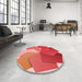 Round Patterned Light Salmon Pink Rug in a Office, pat3457rd