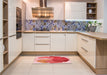 Patterned Light Salmon Pink Rug in a Kitchen, pat3457rd