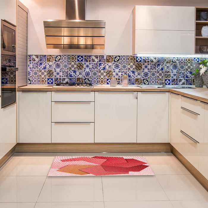 Patterned Light Salmon Pink Rug in a Kitchen, pat3457rd
