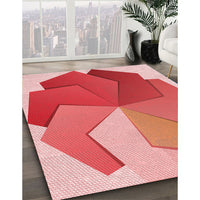 Patterned Light Salmon Pink Rug, pat3457rd