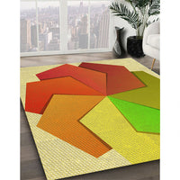 Patterned Orange Red Orange Rug, pat3457yw