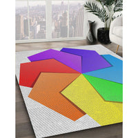 Patterned Light Green Modern Rug, pat3457