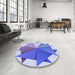 Round Patterned Periwinkle Purple Rug in a Office, pat3458blu