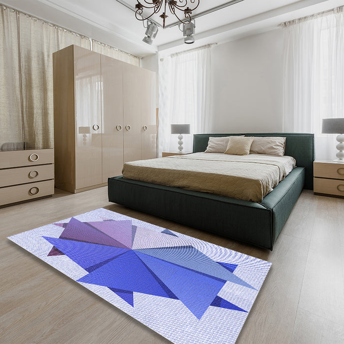 Patterned Periwinkle Purple Rug in a Bedroom, pat3458blu