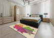 Patterned Brown Gold Rug in a Bedroom, pat3458brn