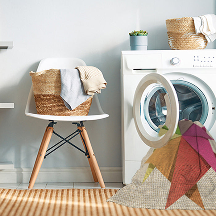 Machine Washable Transitional Brown Gold Rug in a Washing Machine, wshpat3458brn