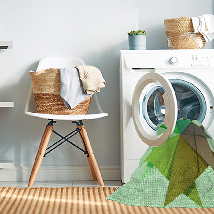 Machine Washable Transitional Green Rug in a Washing Machine, wshpat3458grn